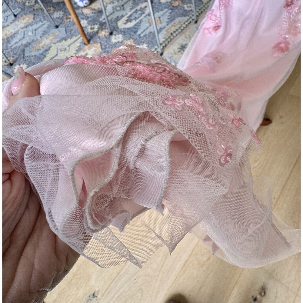 Faviana Prom Dress Rose Pink With Floral Beaded Appliqué | 11251 - Picture 10 of 14